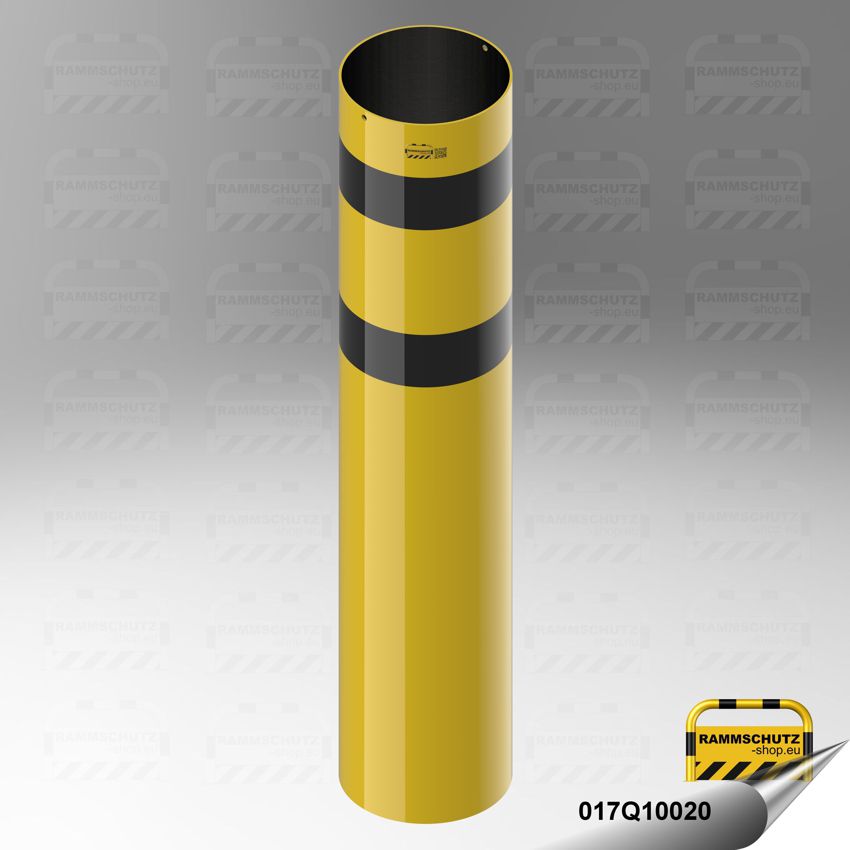 Rammschutz-Shop LKW-Poller | 300 kN | 200 t | FL4 | Ø406 mm | HüF 1300 mm | FVZ | gelb/schwarz | Einbetonieren 1 LKW-Rammschutzpoller geprüft nach VdTÜV-MB 965, Prüflast 300 kN, gelb