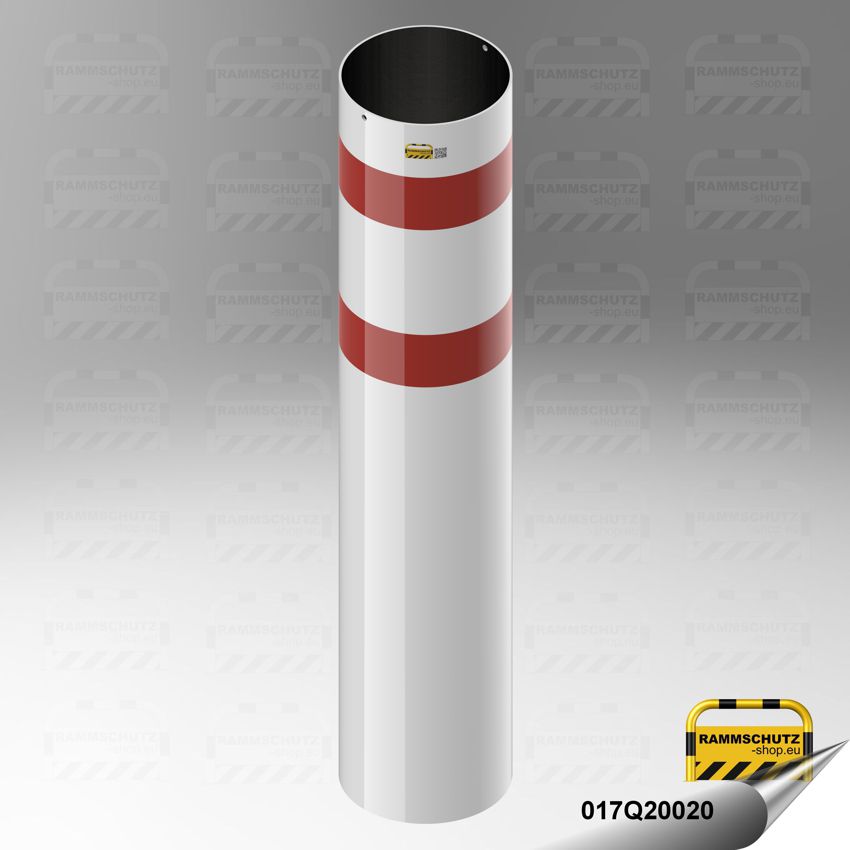Rammschutz-Shop LKW-Poller | 300 kN | 200 t | FL4 | Ø406 mm | HüF 1300 mm | FVZ | weiß/rot | Einbetonieren 1 Rammschutz LKW-Poller geprüft nach VdTÜV-MB 965, Prüflast 300 kN, weiß-rot