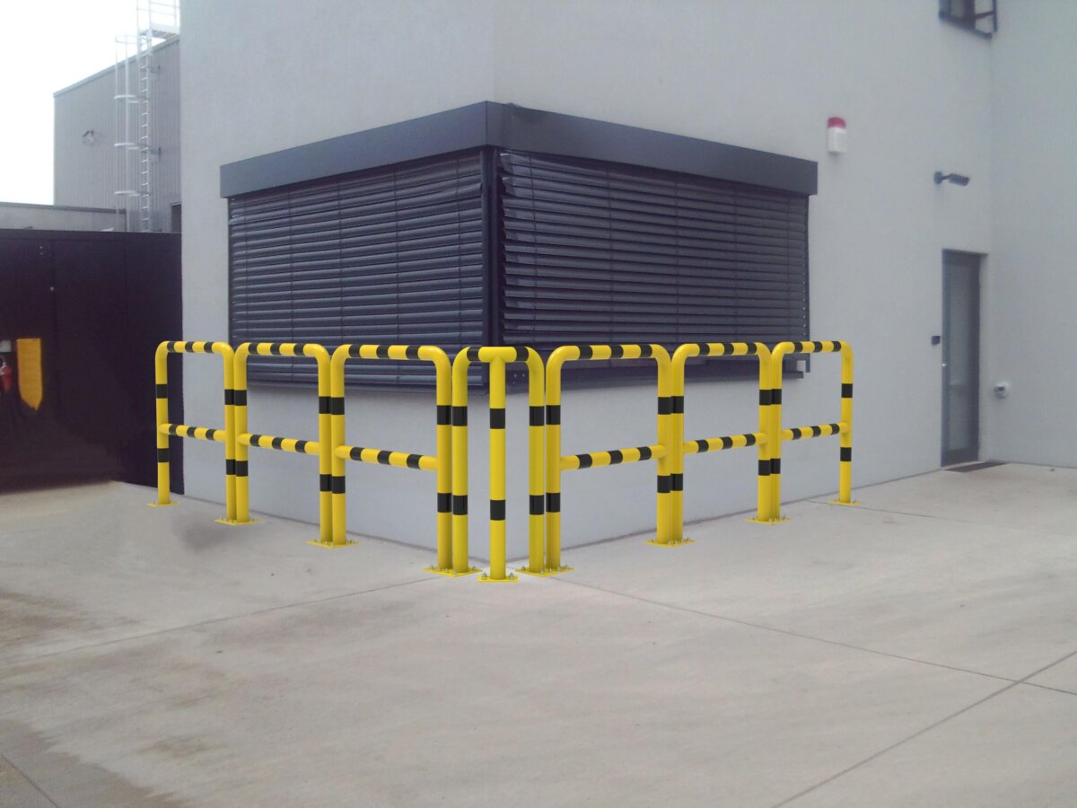Rammschutz 90°-Schutzwinkel "XL" Ø76 mm, L 350/350 x 1150 (H) mm zum Aufdübeln gelb/schwarz – Bild 4